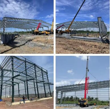 Desert Metal Building Warehouse Engineering Service Hot Dip Galvanizing Prefab Steel Warehouse Steel Frame Design Solusi Gedung Gudang Modular