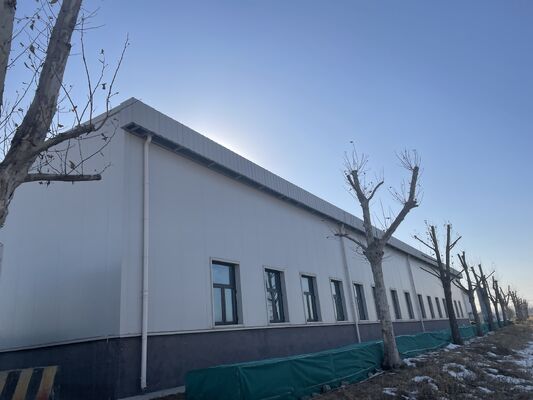Bengkel Struktur Baja H-Beam Kekuatan Tinggi Bangunan Logam Industri Prefab dengan Opsi Panel Tahan Api
